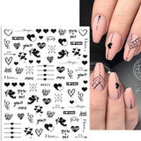 8 Blatt Nagelsticker Valentinstag Nagelaufkleber Selbstklebend Liebhaber Des Schwarzen Herzens Nail Art Naklejka Dekoration Nageldesign Zubehör