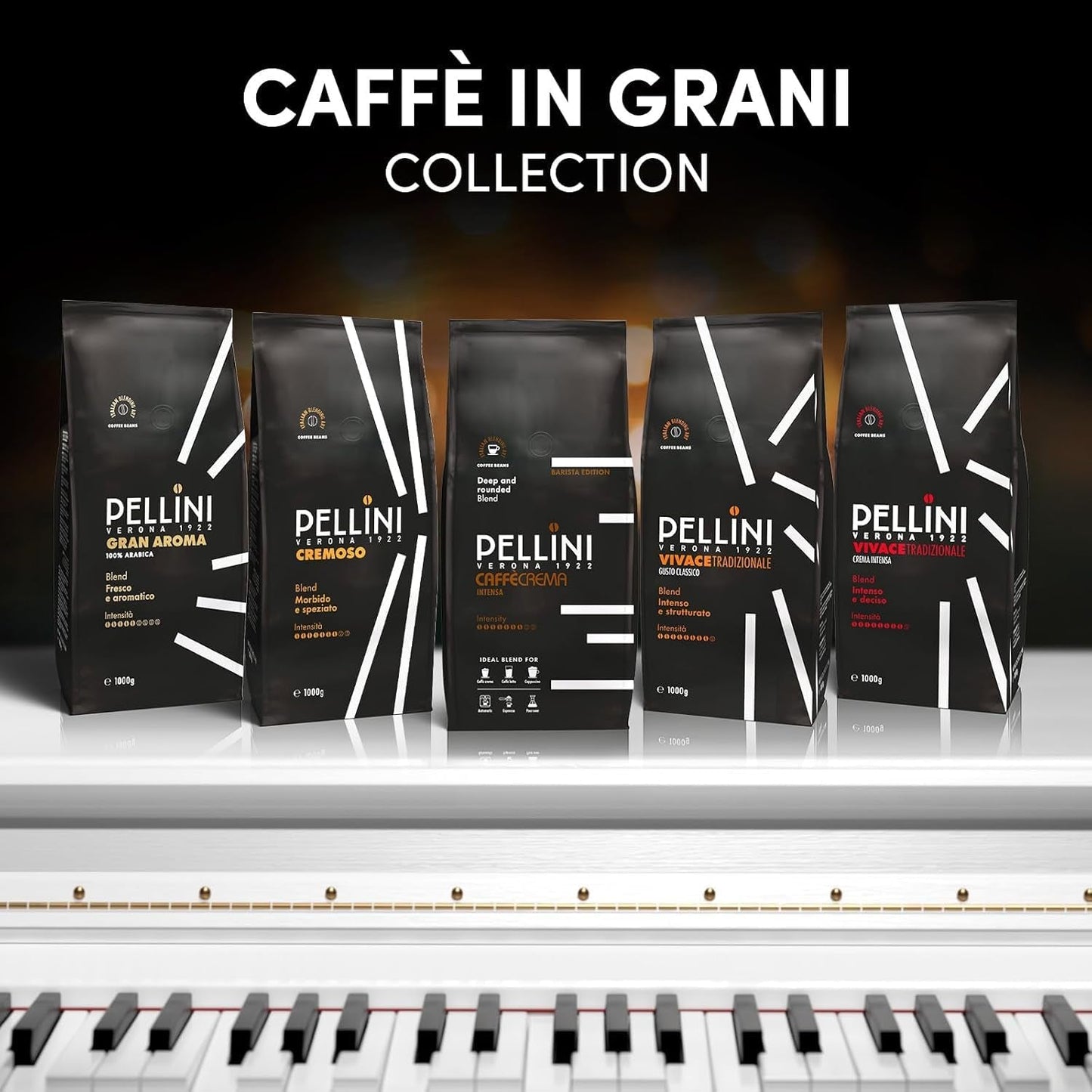Pellini N.82 Vivace, Kaffeebohnen für Espresso 1 kg, Arabica i Robusta-Mischung mit Kräftigem und Ausgefungem Gesmack, Mittlere Röstung