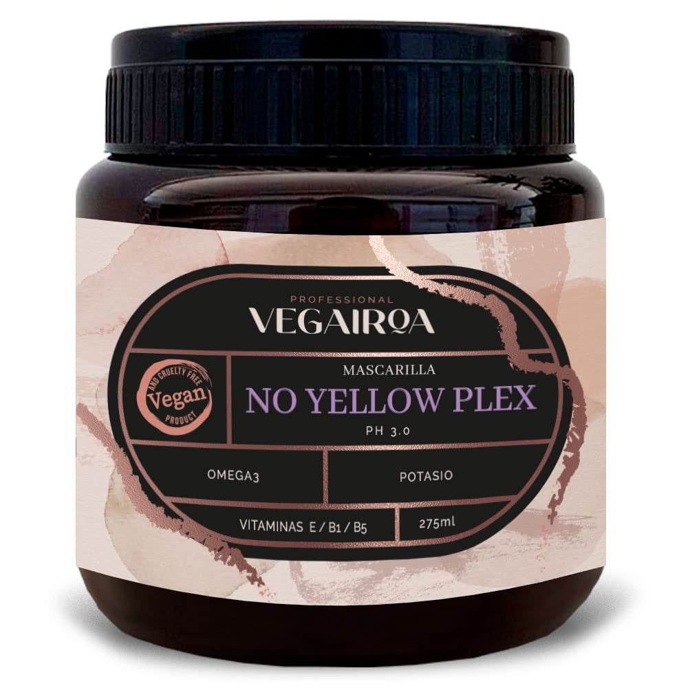 VEGAIROA - No Yellow Plex Mask - Maska neutralizująca dla żółtych i pomarańczowych tonów - Pielęgnacja nawilżająca - Fioletowy pigment - Profesjonalny wegański produkt do włosów - 275g Naty Shop maska do włosów Nazwa domyślna