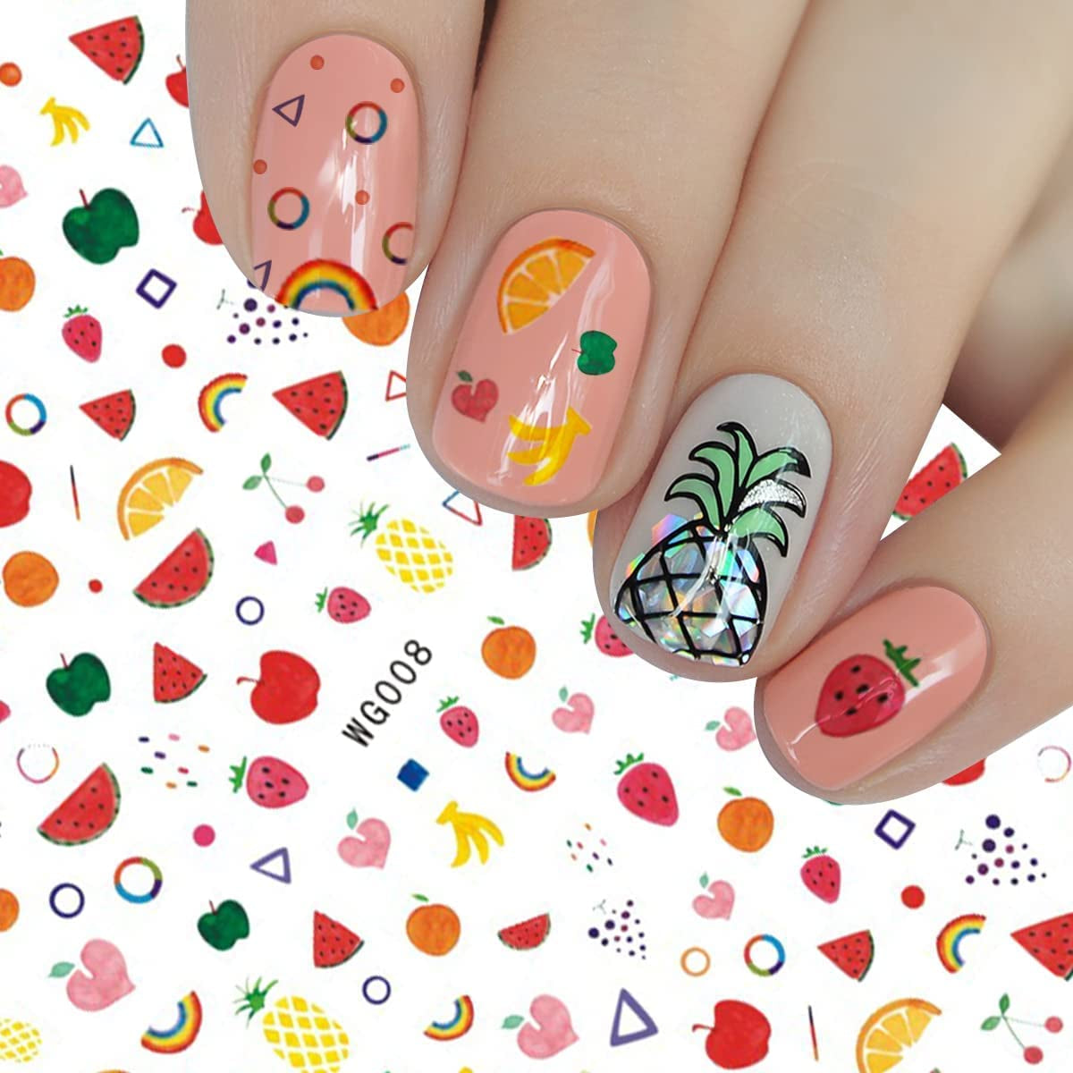 12 Blatt Nagelsticker Süß Kinder Nagelaufkleber Selbstklebend Weihnachtsblumen Blätter Tiere Pflanzen Früchte Nail Art Naklejka Dekoration Nageldesign Zubehör