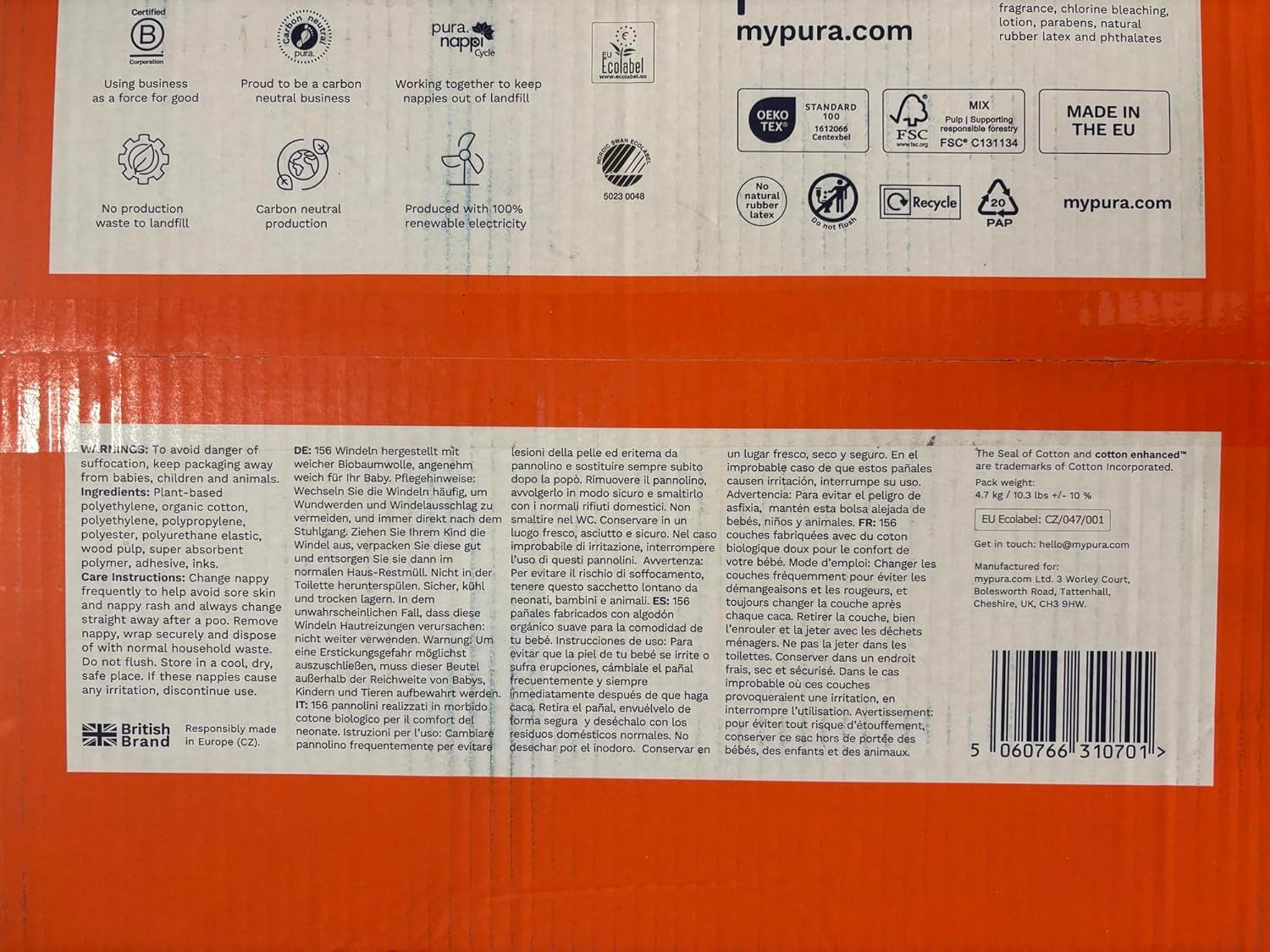 Pieluszki Eco Baby - Rozmiar 3 (4-9 kg), 1 opakowanie (26 pieluch), Ultra miękkie pieluszki dla wrażliwej skóry, Bawełna organiczna, Ochrona przed wyciekaniem do 12 godzin, Nowa tabela rozmiarów