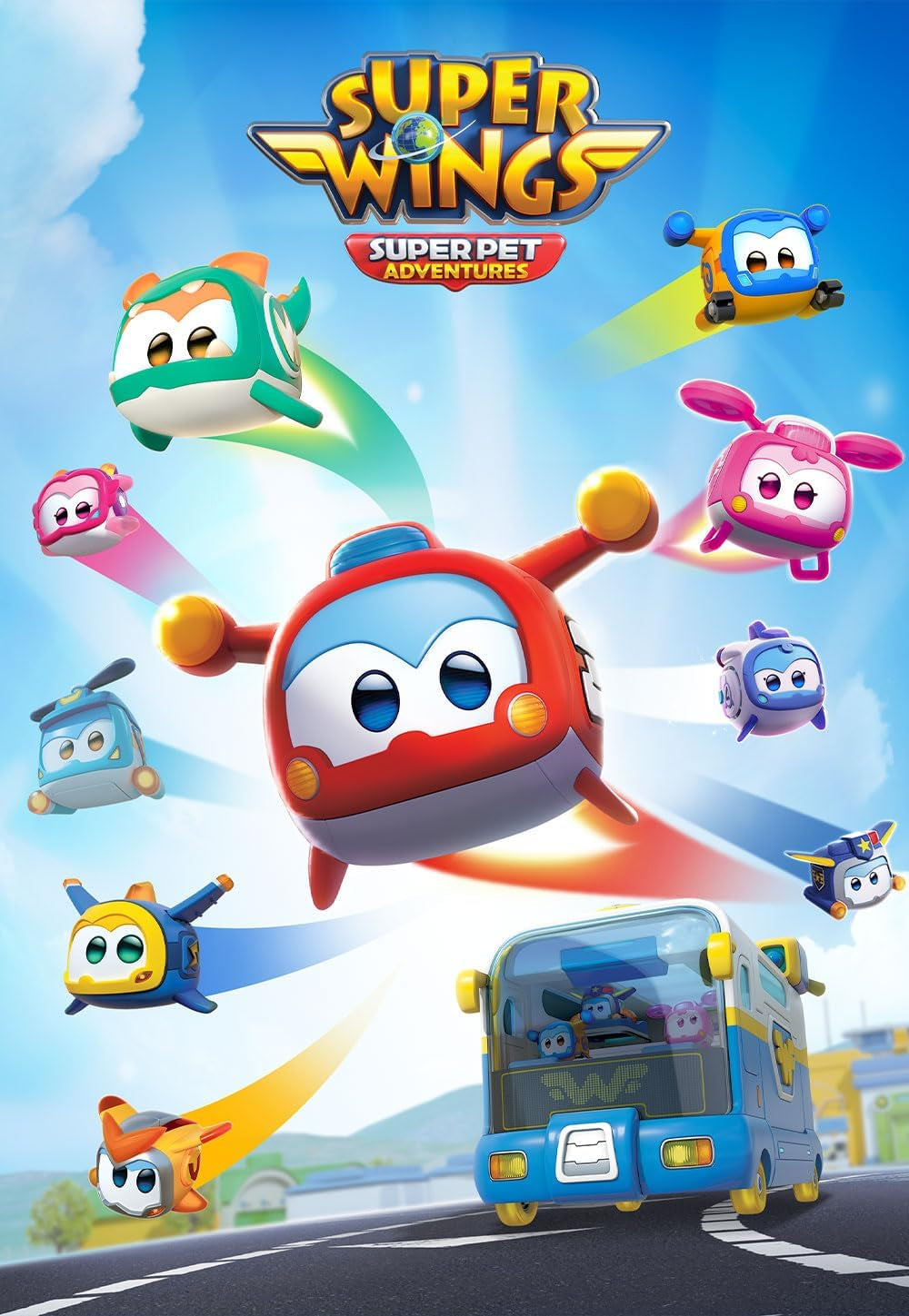 Super Wings Super Zwierzęta 4 szt. Shine, Golden Boy, Jerome, Ellie Przełączany wyraz twarzy Efekt błyskawicy Przenośna zabawka dla 3 4 5 6 7 8 lat Chłopiec Dziewczyna 2 cale Figurki Naty Shop