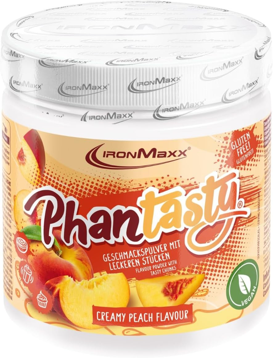 Ironmaxx Phantasty - Kremowa Brzoskwinia Dawka 250G | Wegańskie Geschmackspulver Mit Echten Frucht- Oder Nussstückchen | Perfekter Zuckerersatz Słodziki Naty Shop 250 G (opakowanie 1Er) Kremowa Brzoskwinia