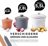 Garnek na czosnek Römertopf Świeży garnek wykonany z naturalnej gliny zapewniający długi okres przydatności do spożycia żywności, np. czosnku Ø 12,5 cm biały Pudełka do przechowywania żywności Naty Shop