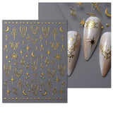 JMEOWIO Nagelsticker Mond Stern 9 Blatt Nail Art Naklejka Selbstklebend Nagelaufkleber Sonne Dekoration Nageldesign Zubehör