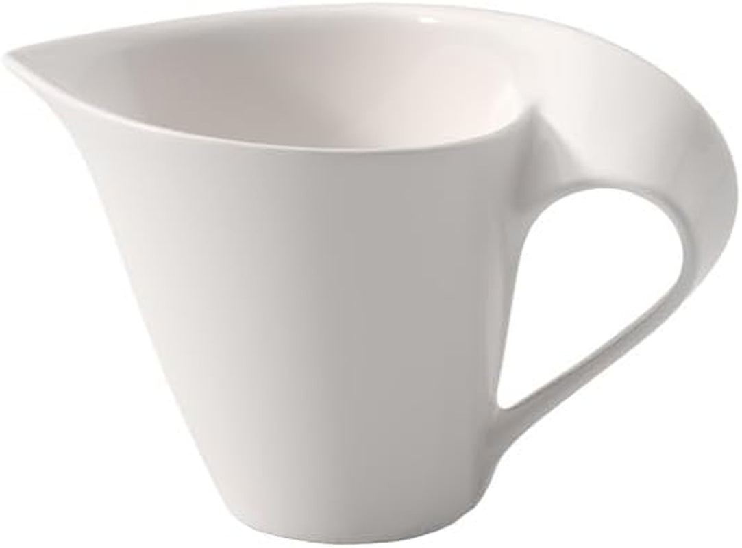 Dzbanek na mleko NewWave Villeroy & Boch, karton na mleko z zakrzywionym uchwytem, ​​porcelana premium, można myć w zmywarce i używać w kuchence mikrofalowej, biały, 200 ml