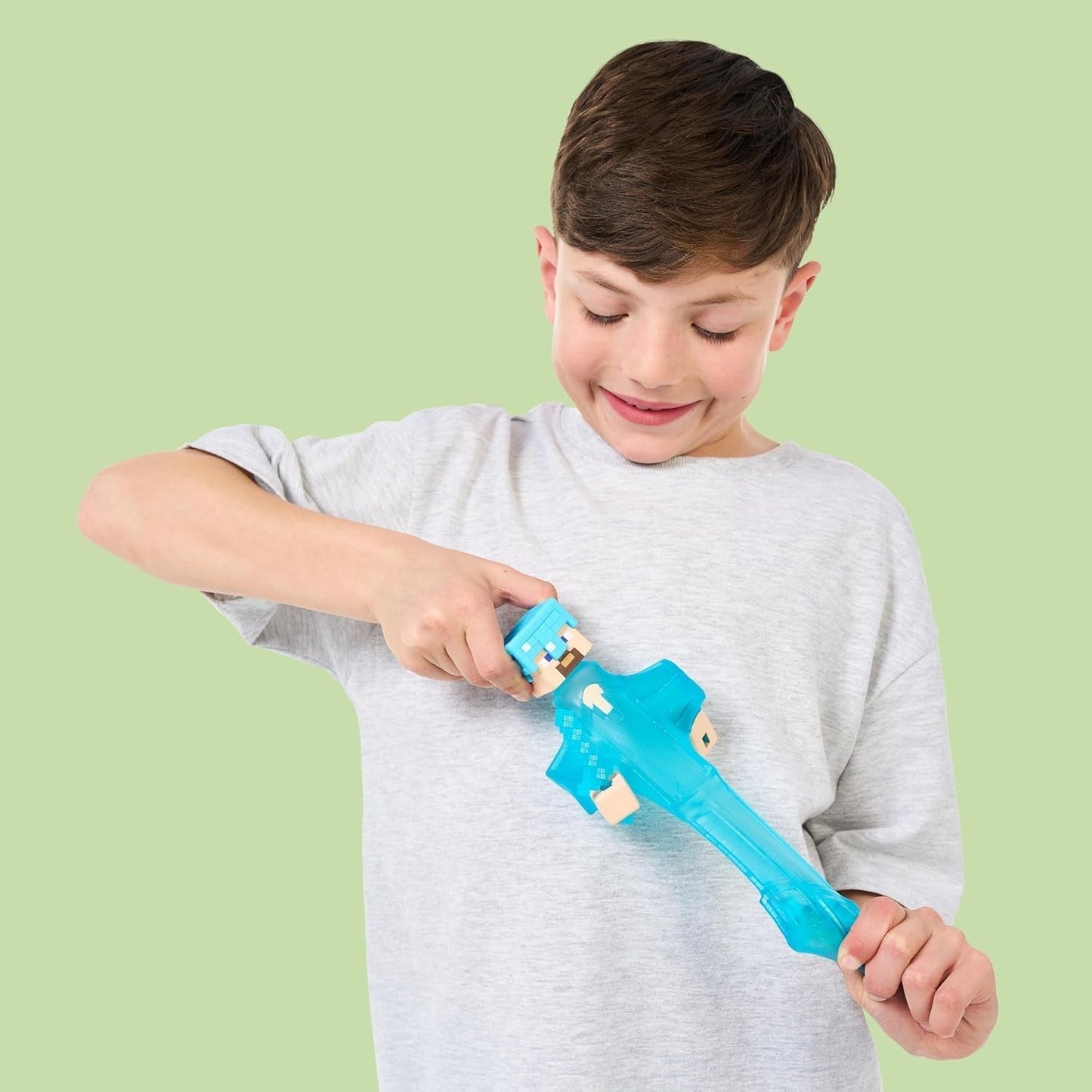 Heroes of Goo Jit Zu – rozszerzalna figurka Minecrafta – Steve z diamentową zbroją i mieczem, super rozciągliwy wypełniacz Goo z ukrytym diamentowym elementem wewnątrz, powiększa się do 3x rozmiaru Figurki Naty Shop