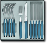 VICTORINOX Nowoczesny szwajcarski zestaw sztućców dla 6 osób, 12-częściowa kuchnia Naty Shop Blue