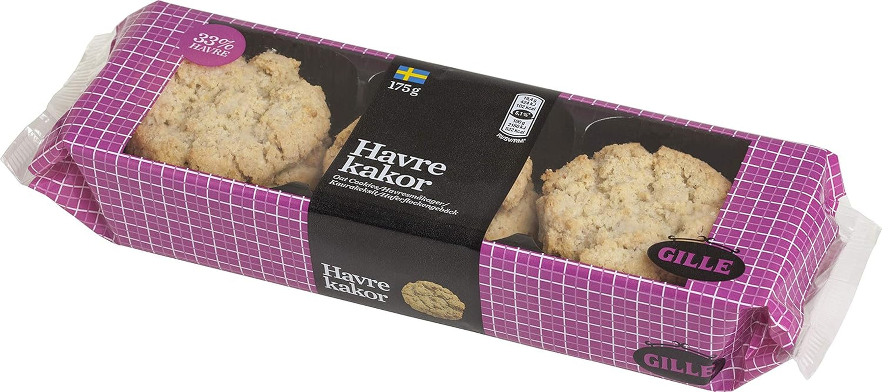Gille Szwedzkie Ciasteczka Owsiane, 175g (1 opakowanie)