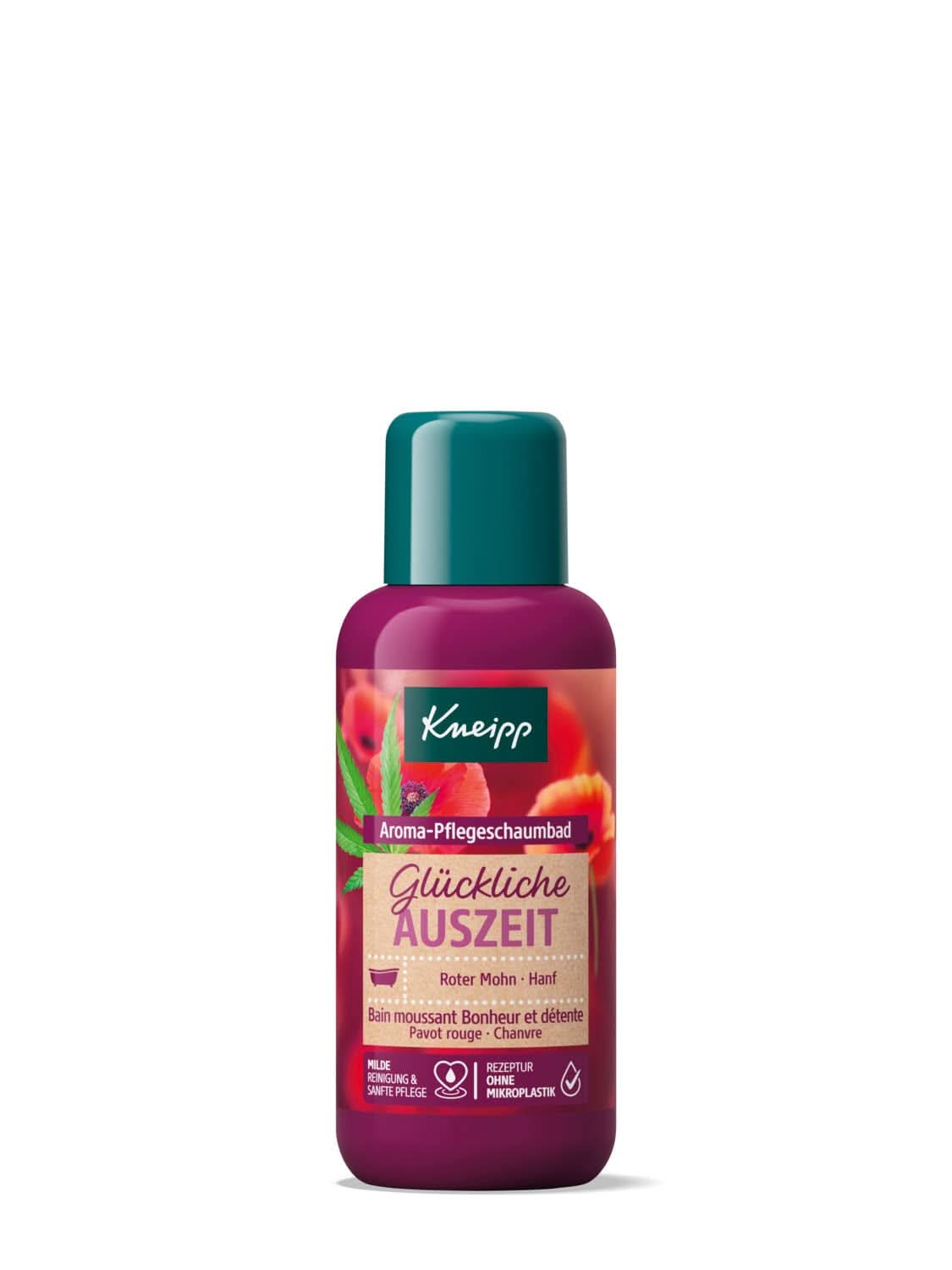 Kneipp Aroma, dodatek do kąpieli z naturalnymi olejkami z czerwonego maku i konopi, zapewniający uczucie miękkiej i gładkiej skóry, 100 ml Prysznic i kąpiel Naty Shop