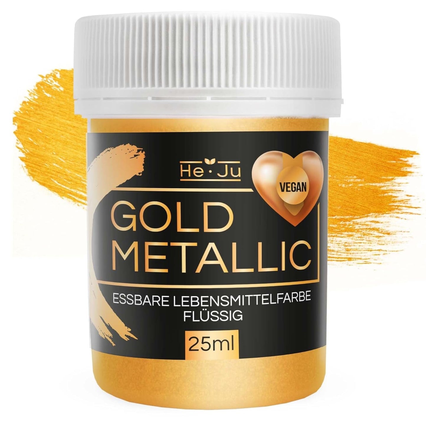 He-Ju Metallic Gold Płynny barwnik spożywczy 25ml, jadalny brokat do napojów i żywności (metaliczne złoto, 25ml)