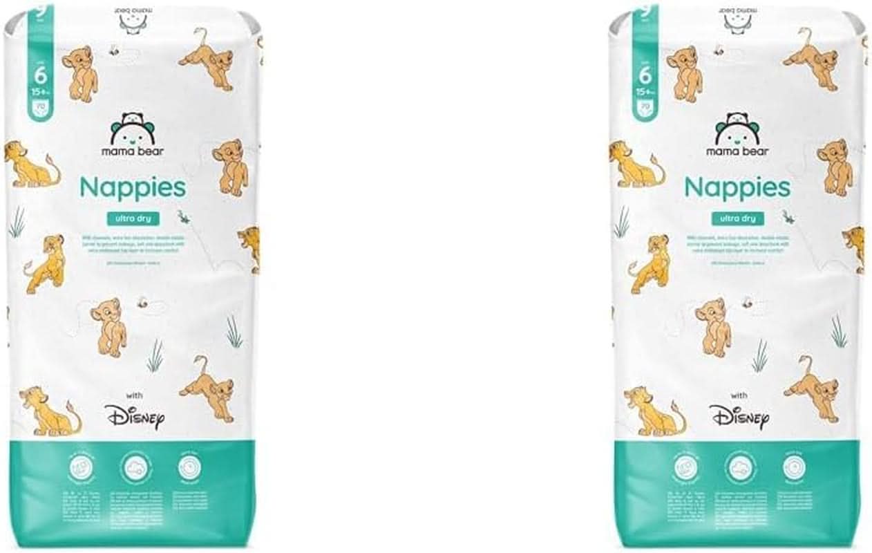 Pieluchy Mama Bear Disney Ultra Dry Rozmiar 4 (8-14 kg), Białe, 84 sztuki (1 opakowanie) Naty Shop Rozmiar 6 (15+ kg) (2 sztuki) Opakowanie indywidualne