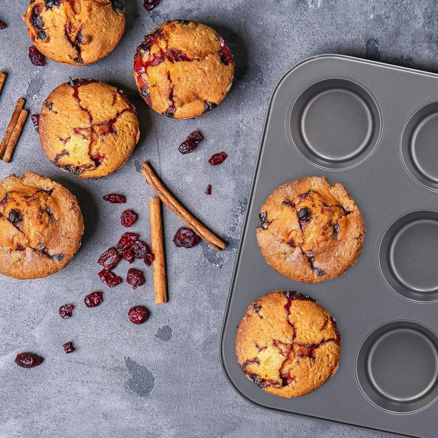 Relaxdays Muffinform, 2Er Set, 12Er Muffinbleche, Antihaftbeschichte, Carbonstahl, Babeczki i babeczki, Ø 6,5 cm, Pszenica, 10030825 Formy i blachy do pieczenia Naty Shop