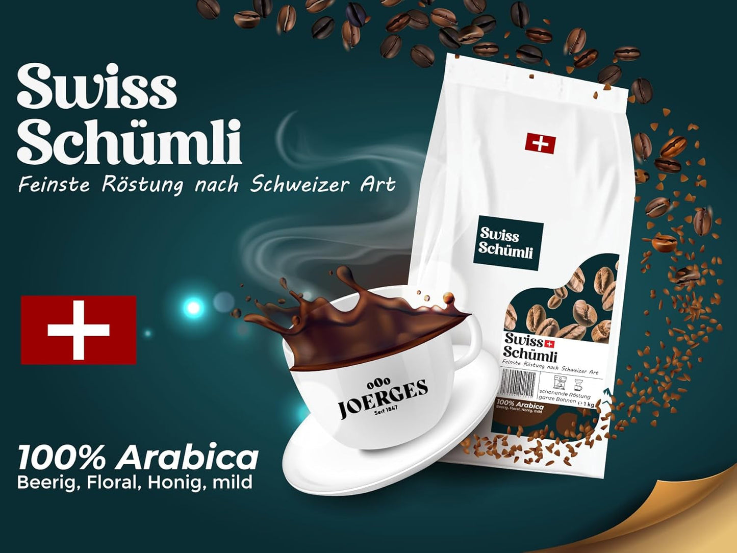 Z ponad 175 lat doświadczenia: Kawa ziarnista Schwiizer Schüümli Swiss Schümli 1kg – Lekkie palenie dla doskonałej kawy Schümli, idealna śmietanka, intensywność 2/5, kwasowość 1/5 – dla prawdziwej przyjemności kawowej