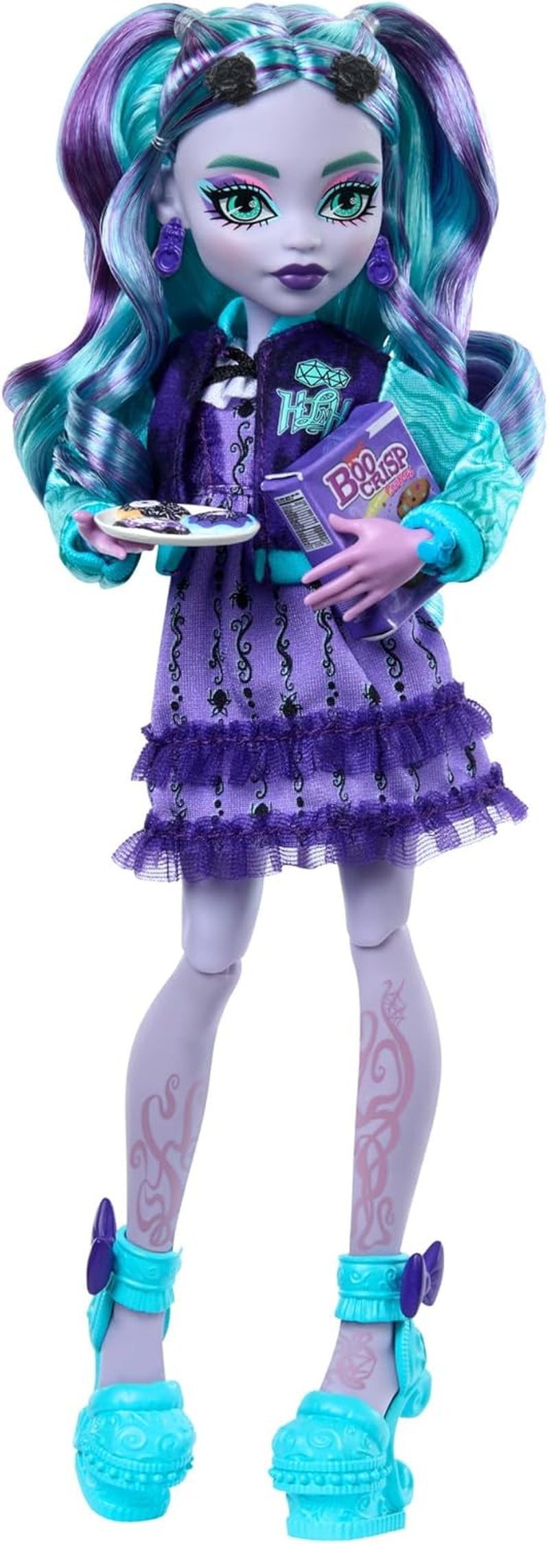 Zestaw akcesoriów Monster High Fearbook Twyla i klubu filmowego, kurtka studencka, album dyplomowy, gra planszowa i ciasteczka, HXW31