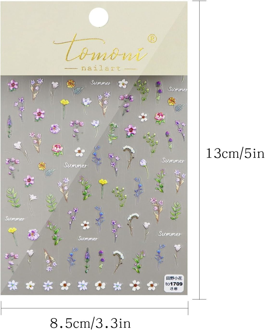 JMEOWIO 3D Nagelsticker Blume Frühling Sommer Floral Nail Art Naklejka Selbstklebend Nagelaufkleber 5D Stereoskopisch Dekoration Nageldesign Zubehör 1 Blatt