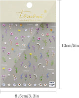JMEOWIO 3D Nagelsticker Blume Frühling Sommer Floral Nail Art Naklejka Selbstklebend Nagelaufkleber 5D Stereoskopisch Dekoration Nageldesign Zubehör 1 Blatt
