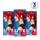 Live Ultra Bright lub Pastel Red Hair Farba 3 sztuki Półtrwały kolor utrzymuje się do 15 myć - 092 Pillar Box Red Naty Shop Farba do włosów