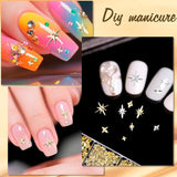Charms do paznokci, 6 Boxen Gold Silber Nagel Charms 3D Gold Bogen Stern Nail Art Dekoration + 6200 Strasssteine ​​​​Bunt Steine ​​AB Perlen Diamanten, 3D Legierung Bow Nail Gems Nagel Deko Für Frauen Nagel (6-A)