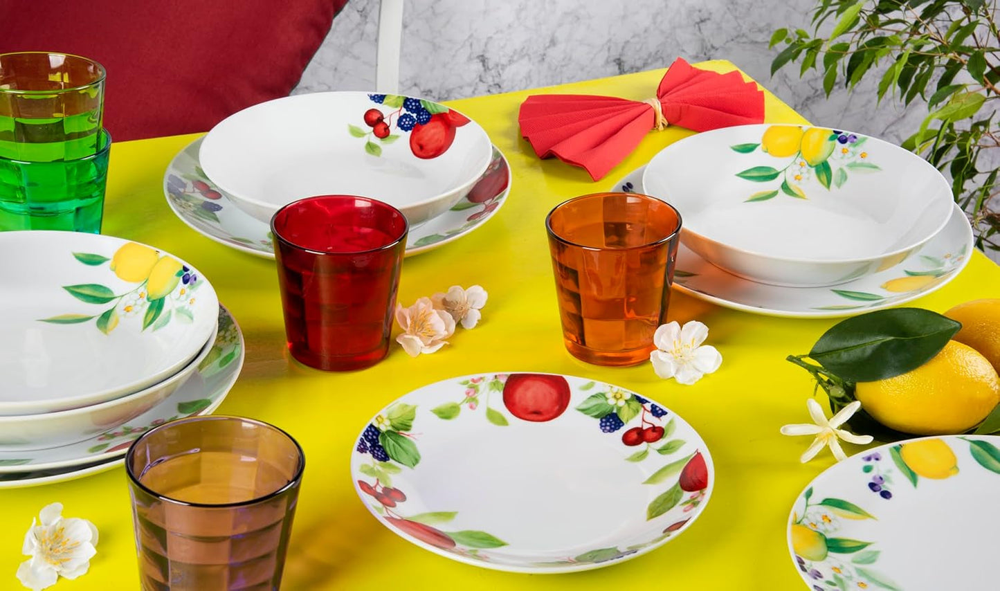 Excelsa Zestaw zastawy stołowej Lemon, 18 elementów, porcelana, biały/cytrynowy