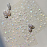 JMEOWIO 3D Nagelsticker Aurora Muschel Seestern Nail Art Naklejka Selbstklebend Nagelaufkleber 5D Stereoskopisch Ozean Thema Dekoration Nageldesign Zubehör 1 Blatt