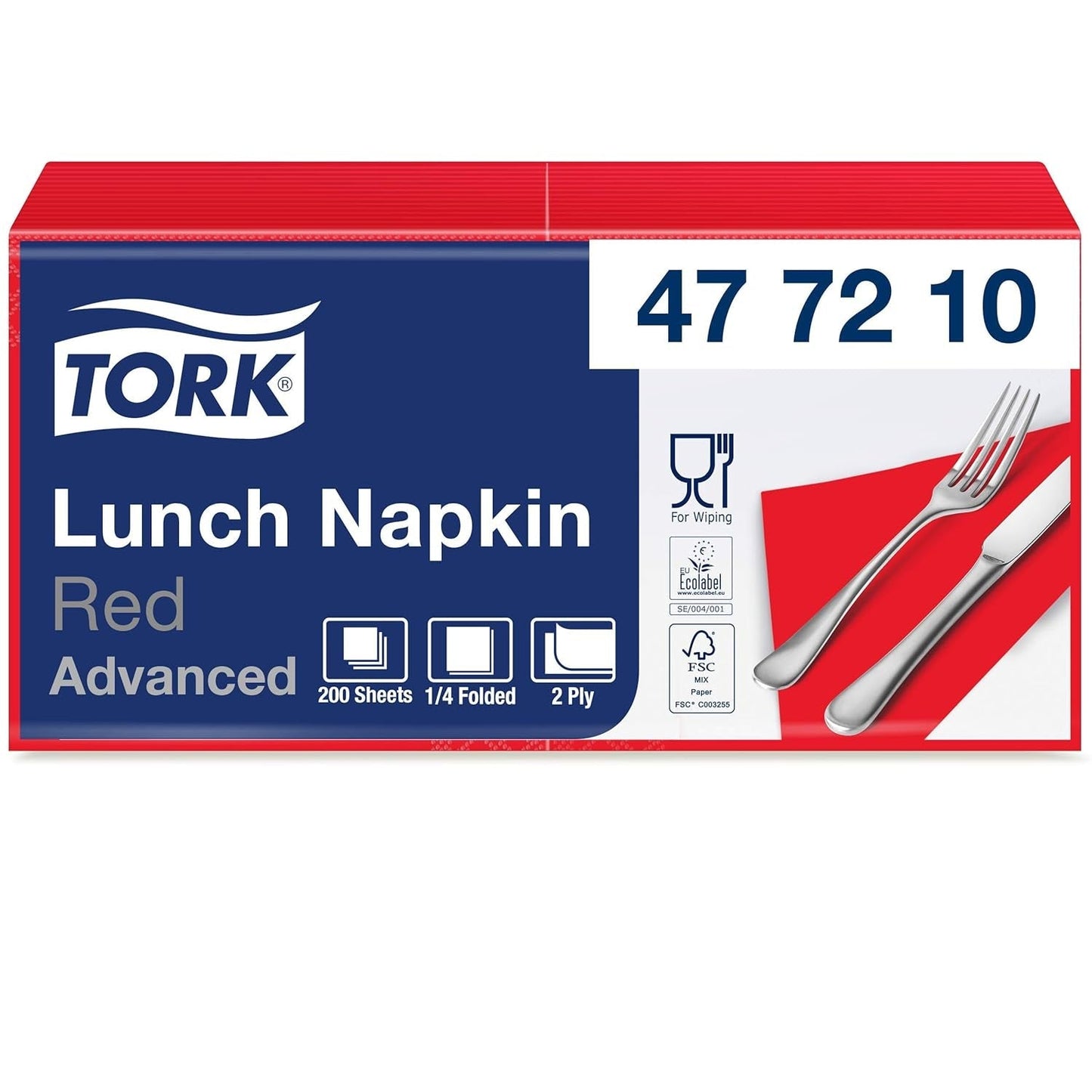 Tork 477840 Limonkowe serwetki obiadowe / 2-warstwowe serwetki do małych posiłków lub przekąsek / Zaawansowana jakość / 10 X 200 (2000) serwetki papierowe / 32,6 X 33 cm (dł. x szer.) / złożenie na 1/4