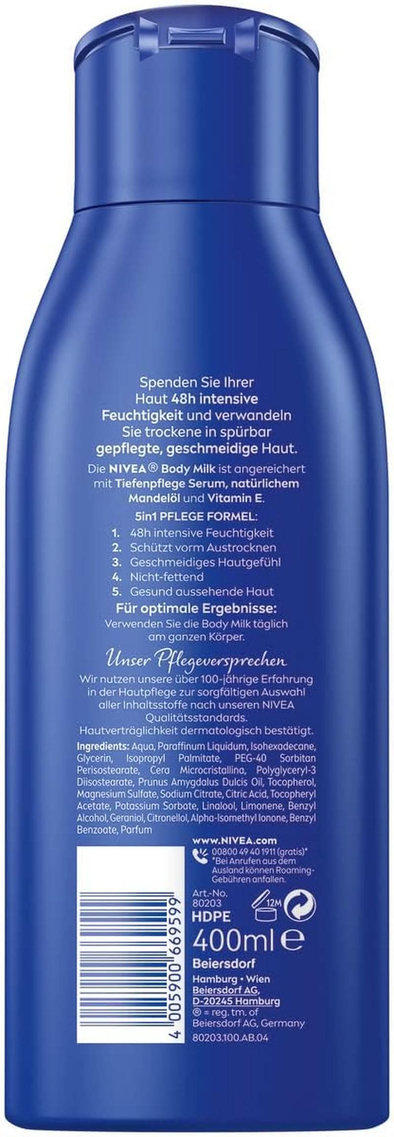 NIVEA Bogate mleczko do ciała, intensywnie odżywczy krem ​​do ciała z olejkiem migdałowym, 400 ml Pod prysznic i do kąpieli Naty Shop
