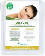 Mediflow Aloe Vera poszewka na poduszkę, ochraniacz na poduszkę, bawełna, biały, 40 x 80 cm Naty Shop standardowe poduszki 50 x 70 cm