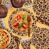 Wzór w panterkę Party Geschirr Kindergeburtstag Deko Geburtstag Party Geschirr Dschungel Pappteller Becher Servietten Babyparty Tischdeko Set