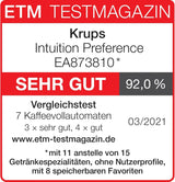 Krups Intuition Preference w pełni automatyczny ekspres do kawy z obsługą jak w smartfonie, kolorowy ekran dotykowy 3,5", technologia Smart Slide, intuicyjny system oświetlenia, pojemność 11 napojów, pojemnik na mleko, EA873810