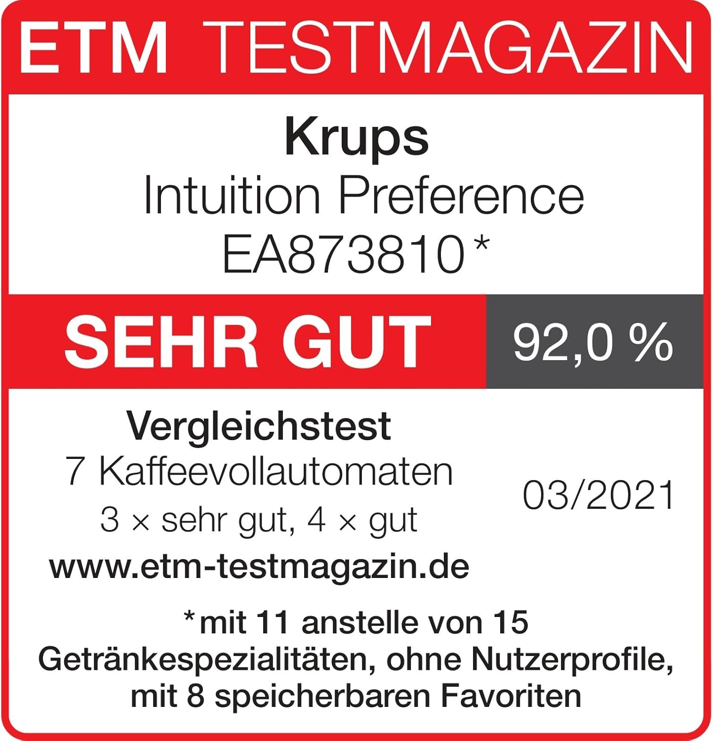 Krups Intuition Preference w pełni automatyczny ekspres do kawy z obsługą jak w smartfonie, kolorowy ekran dotykowy 3,5", technologia Smart Slide, intuicyjny system oświetlenia, pojemność 11 napojów, pojemnik na mleko, EA873810