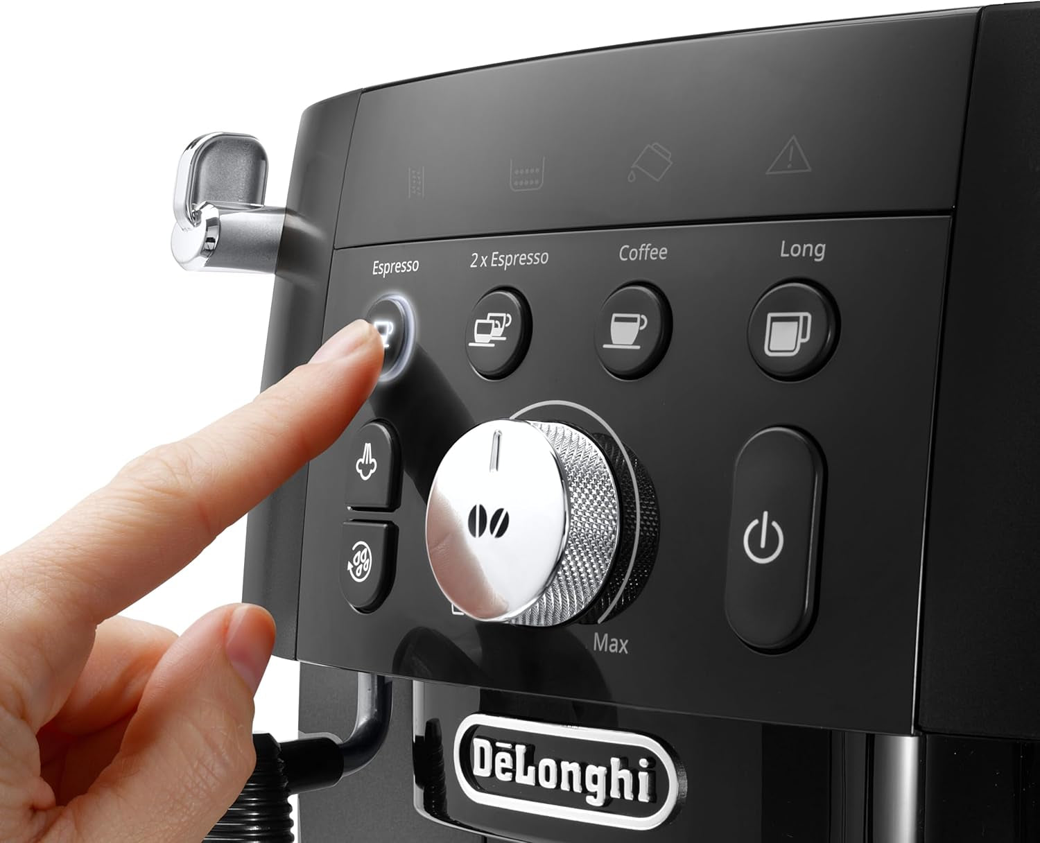 De'Longhi Magnifica S Smart ECAM 230.13.B W pełni automatyczny ekspres do kawy ze spieniaczem mleka do cappuccino, espresso, kawy i dużej kawy, przyciski bezpośredniego wyboru i pokrętło, funkcja 2 filiżanek, czarny