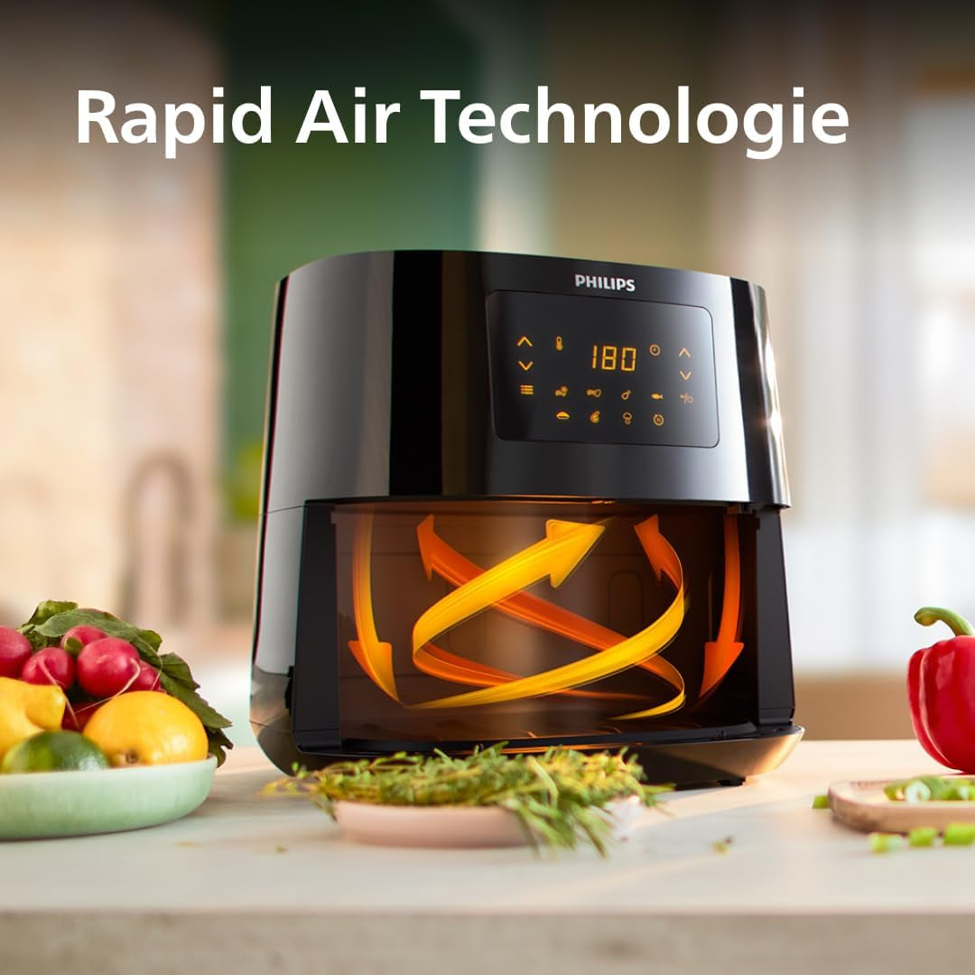 Philips 3000Er Airfryer XL - Technologia Rapid Air, smażenie do 90% mniej tłuszczu, pojemność 1,2 kg, 6,2 litra, ekran dotykowy Sprzęt AGD Naty Shop