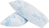 Comfysleep King Size Bambusowa poduszka z wiskozy Chłodzenie Strzępiona pianka z pamięcią kształtu Regulowana bambusowa wiskoza Zdejmowane/nadające się do prania pokrycie 2 szt. Poduszki standardowe Naty Shop