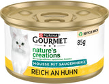 Gourmet Nature's Creations Heart Sauce Mousse Mokra karma dla kotów, bogata w kurczaka, opakowanie 12 szt. (12 x 85 g)