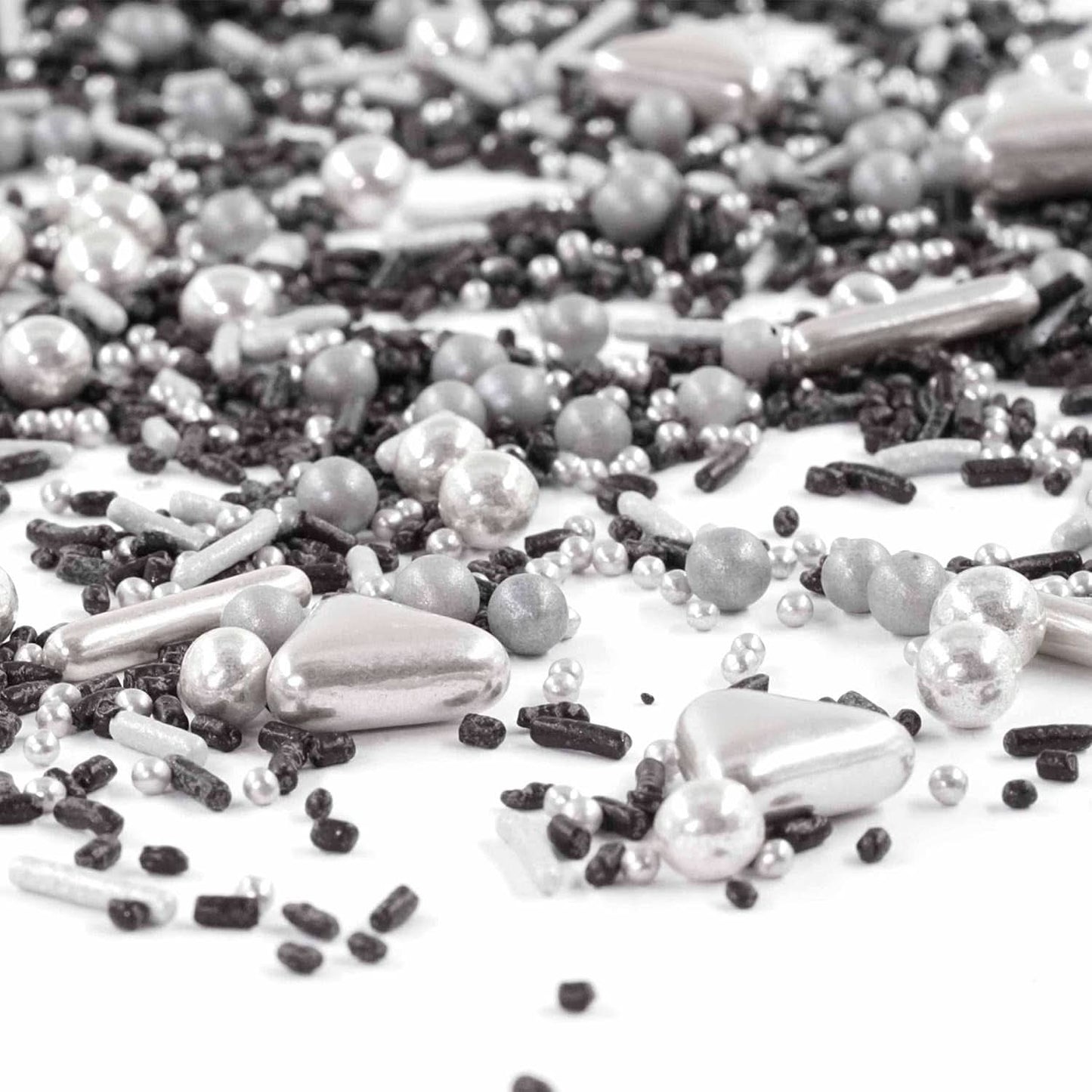 Streusel Glück Black Beauty, Mix Sprinkles Silver - Black, 90 gramów Sprinkles Naty Shop