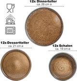 Moritz & Moritz SOLID 36-tlg Steinzeug Geschirr Set 12 Personen - Geschirrset 12 Personen aus je 12 Dinner Teller, Kleine Teller, Tiefe Teller