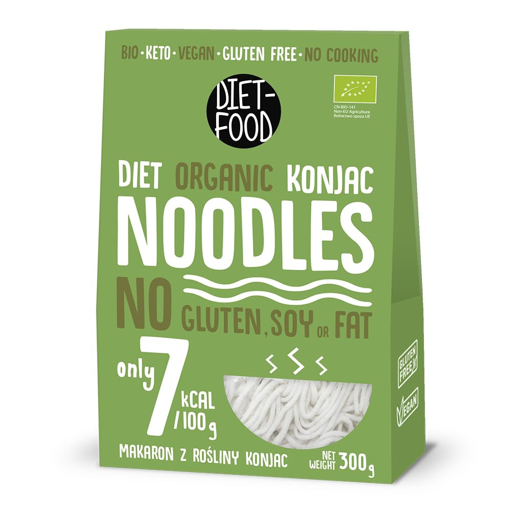 DIET-FOOD Organiczny ryż błyskawiczny Shirataki Konjac, niskowęglowodanowy, niskokaloryczny, wegański, bez tłuszczu, bez soi, bezglutenowy, przyjazny dla ketonów, odchudzający, 300 gramów