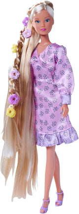 Simba 105733640 - Steffi Love Flower Hair, lalka z bardzo długimi włosami, zawiera 6 spinek, warkocz i grzebień, 29 cm, wiek 3+
