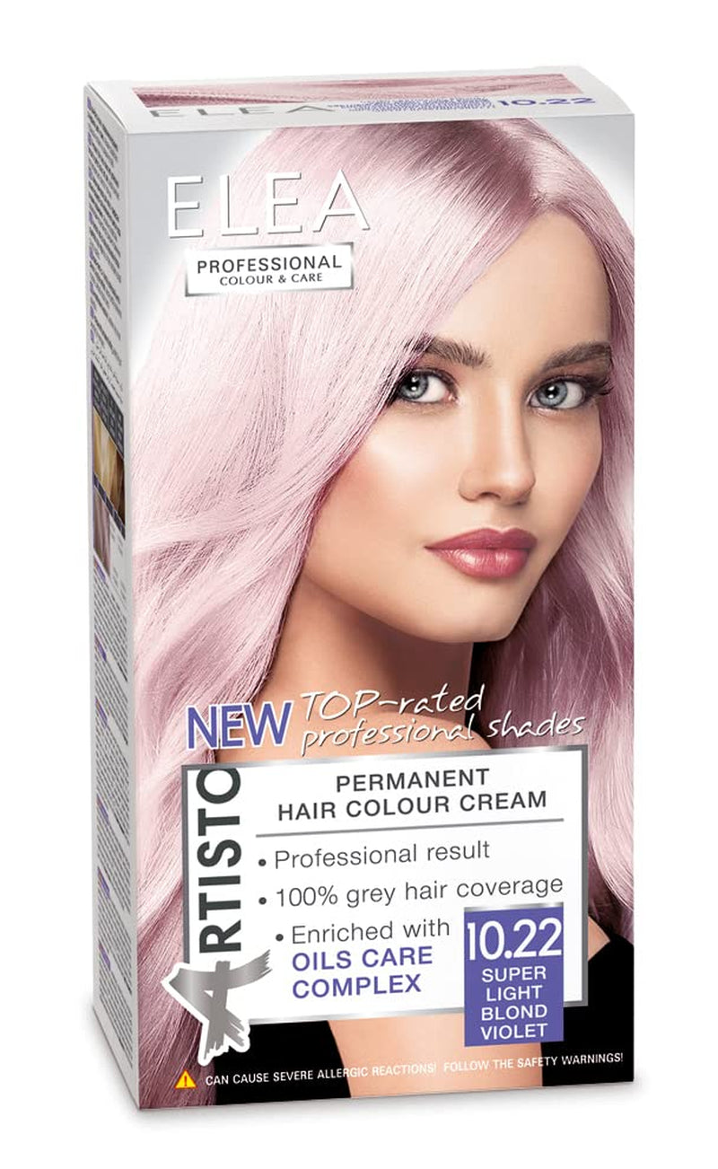 Color & Care trwała koloryzacja włosów 120ml, profesjonalny efekt, pokrycie siwych włosów, wzbogacona olejkowymi kompleksami pielęgnacyjnymi - Długotrwała koloryzacja włosów (10.1 Super jasny popielaty blond) Farba do włosów Naty Shop 10.22 Super jasny blond fiolet