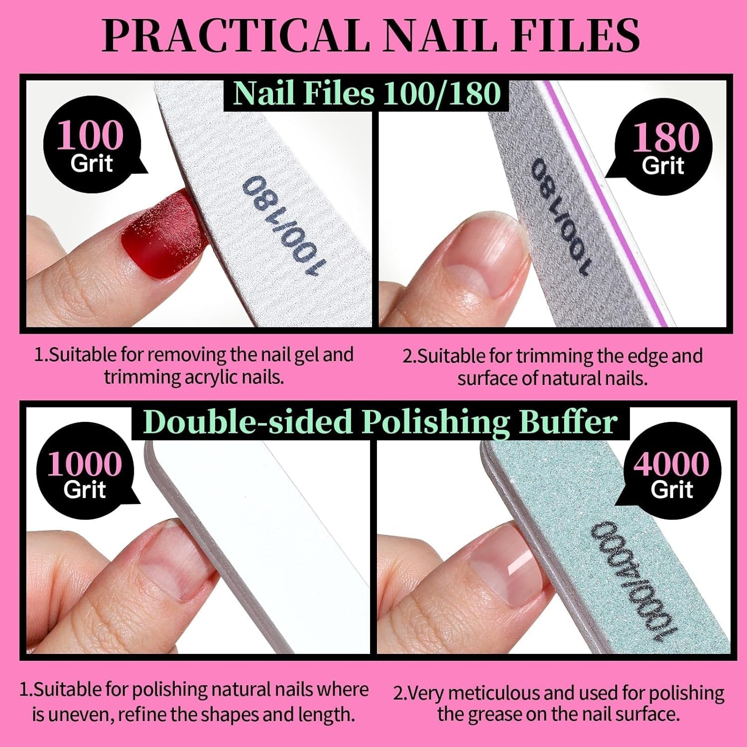 Zestaw do manicure FANDAMEI, Buffer Für Nägel, Nagelfeile 100/180, Nagelfeilen Für Gelnägel, Nagelhautschieber, Buffer Für Gelnägel, Feilen Für Gelnägel, Nagelzange, Zestaw Nagelfeilen, Zestaw do manicure i pedicure
