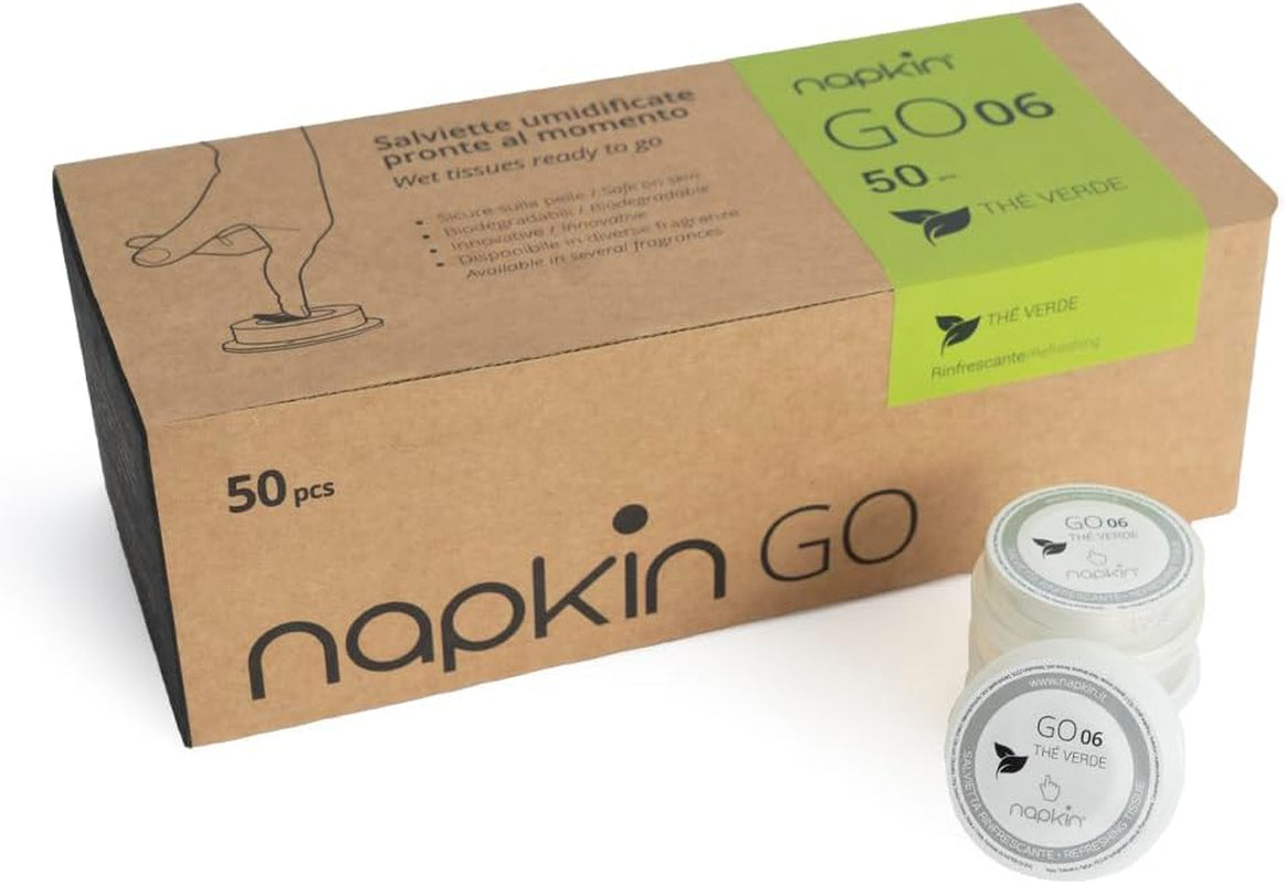 Go NPKGO00612 Chusteczki oczyszczające w kapsułkach z zieloną herbatą, wiskoza, białe, 12 szt.