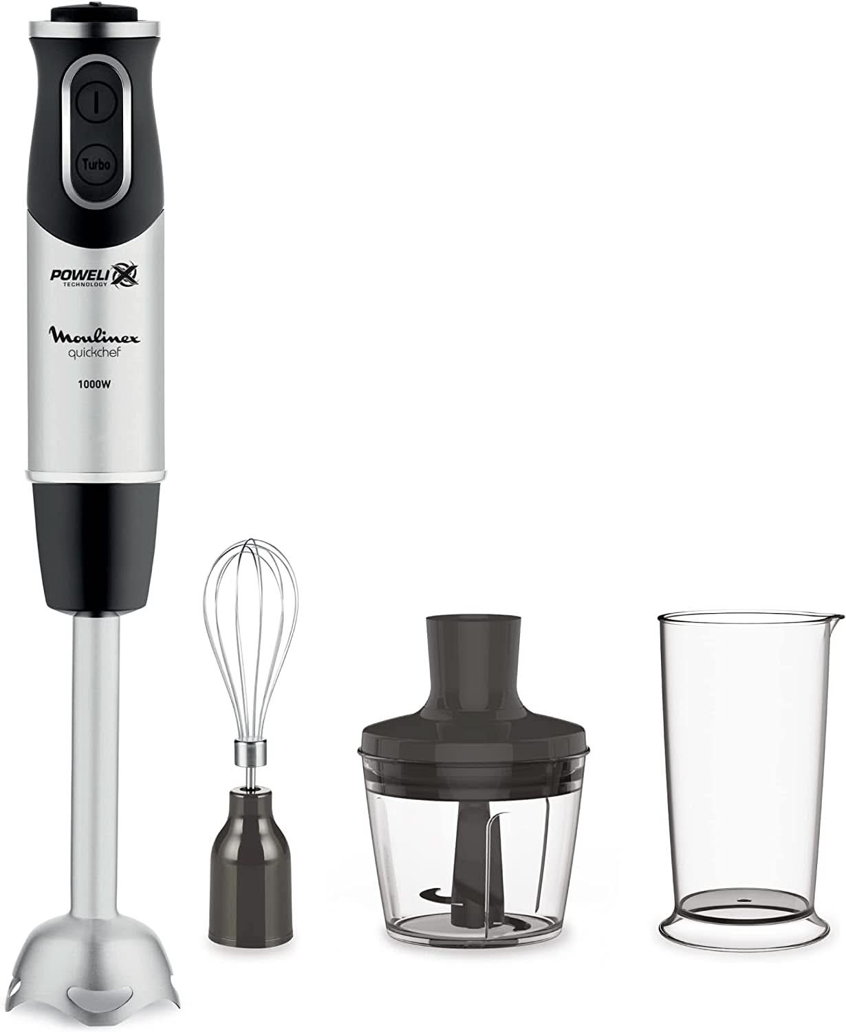 DD6558 DD655810 Quickchef Tauchmikser 3 w 1, technologia Powelix, 3 Zubehörteile, Edelstahl, Stahl/Schwarz Kitchen Naty Shop