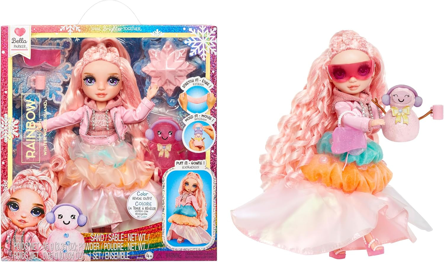 Rainbow High Winter Wonderland - Skyler (niebieski) - 28 cm ukryta magia gromadząca wodę lalka śnieżna z zestawem bałwana, odpowiednia dla dzieci w wieku 4-12 lat i kolekcjonerów Naty Shop Bella Dolls (różowy)