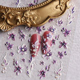 JMEOWIO 3D Nagelsticker Blumen Nail Art Naklejka Selbstklebend Nagelaufkleber 5D Stereoskopisch Frühling Sommer Dekoration Nageldesign Zubehör 4 Blatt