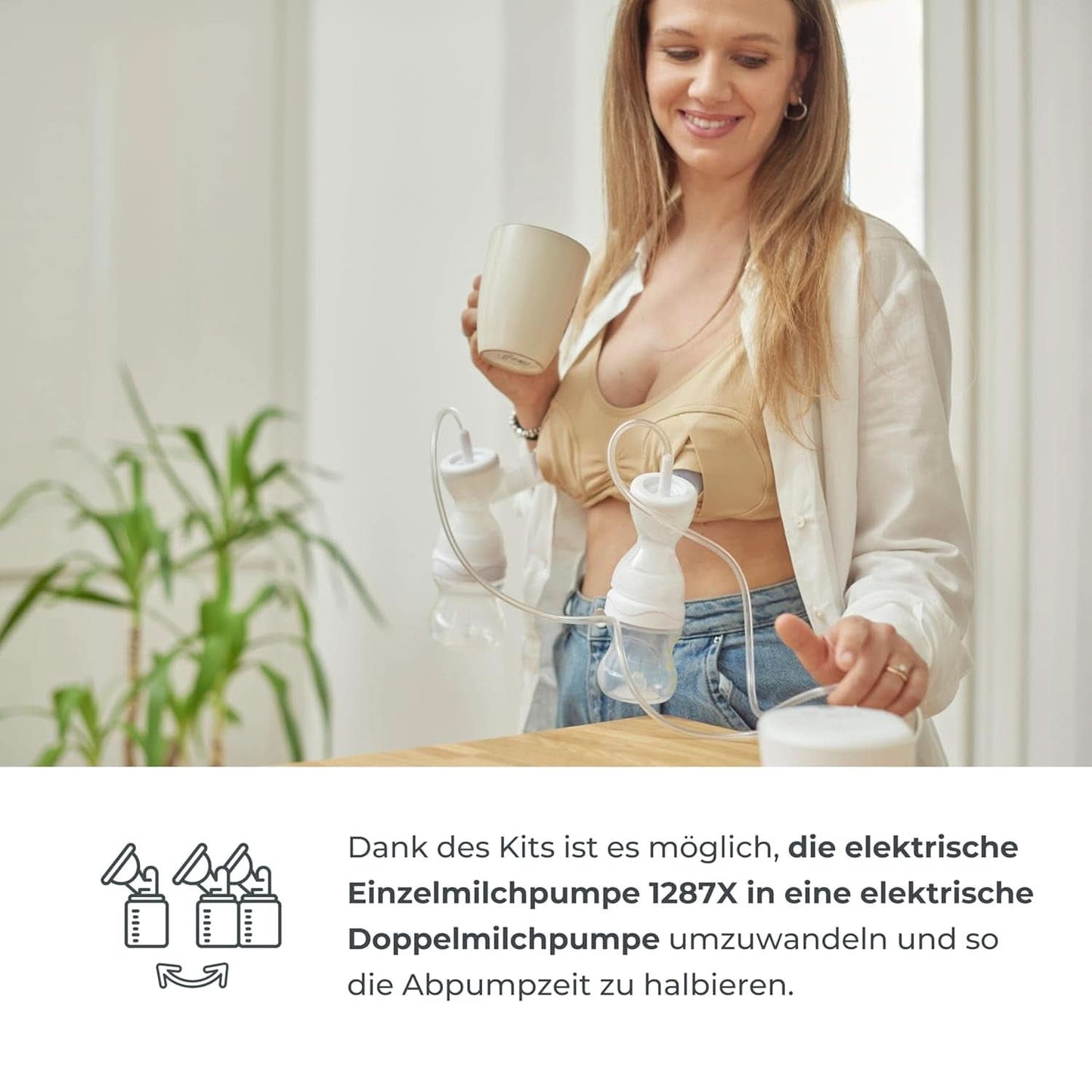 Zestaw podwójnej pompki Nuvita Efficient do Materno Smart X - 1287KDX | Kompletny zestaw akcesoriów, butelka antykolkowa zatwierdzona przez Aio Accesorii Hrana si Alattare Bebe Naty Shop