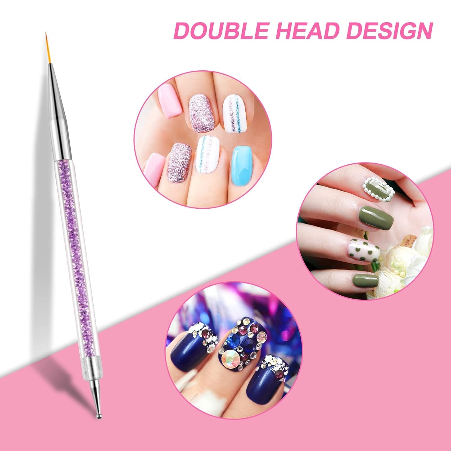 Sularpek Pinsel do zdobienia paznokci, 5 Stück Nageldesign Pinsel, Narzędzia do rozsiania paznokci, Nail Art Liner-Pinsel, Zum Herstellen Von Nagellack, Punktieren, Feinmalerei, DIY