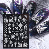 4 Blatt 3D Nagelsticker Weihnachten Nagelaufkleber Boże Narodzenie 5D Stereoskopisch Selbstklebend Schneeflocke Schneemann Nail Art Naklejka Dekoracja Nageldesign Zubehör