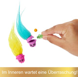 Mattel DREAMWORKS TROLLS United We Stand – Hairy Surprises Viva Lalka z jasnożółtymi pluszowymi włosami i 3 akcesoriami-niespodziankami, dla dzieci w wieku 3 lat i starszych, HNF11
