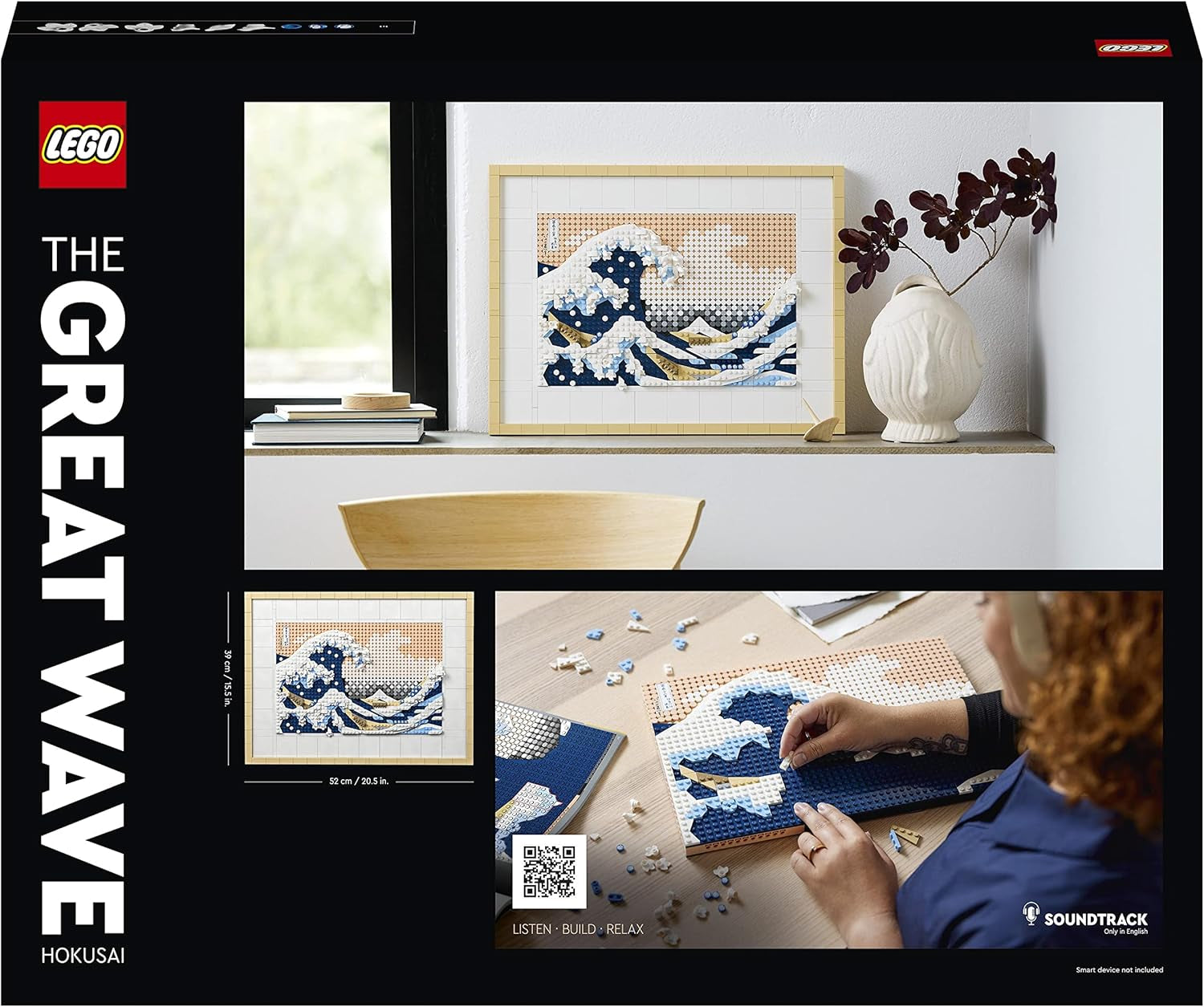 LEGO 31208 Art Hokusai - Wielka fala 3D Japońskie dekoracje ścienne Zestaw do rękodzieła Oprawione płótno oceaniczne Hobby dla dorosłych DIY Dekoracje domowego biura Zestawy do budowania Besuche w sklepie LEGO